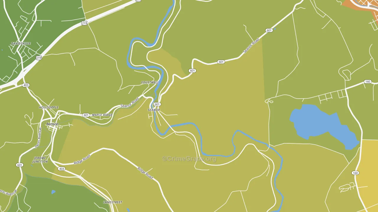 Seanor, PA Map of Drug-Related Crime Rates
