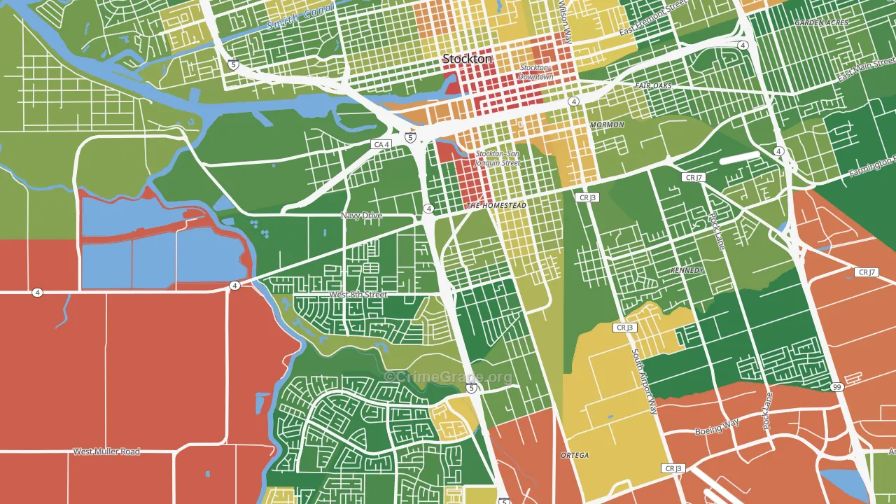 Seaport, Stockton, CA Map of Drug-Related Crime Rates