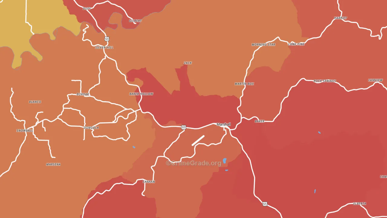 Searcy County, AR Map of Drug-Related Crime Rates