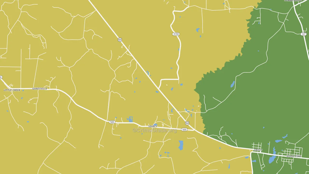 Searcy, LA Map of Drug-Related Crime Rates