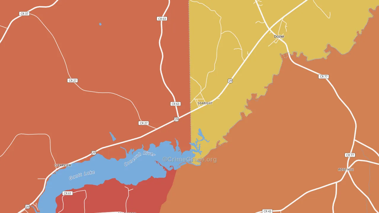 Searight, AL Map of Drug-Related Crime Rates