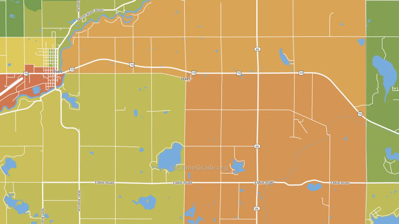 Sears, MI Map of Drug-Related Crime Rates