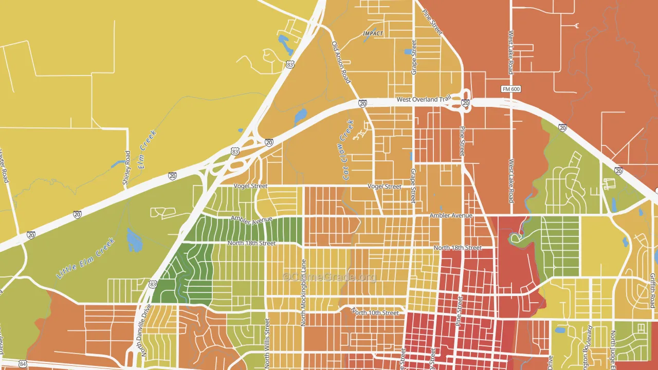 Sears Park Area, Abilene, TX Map of Drug-Related Crime Rates