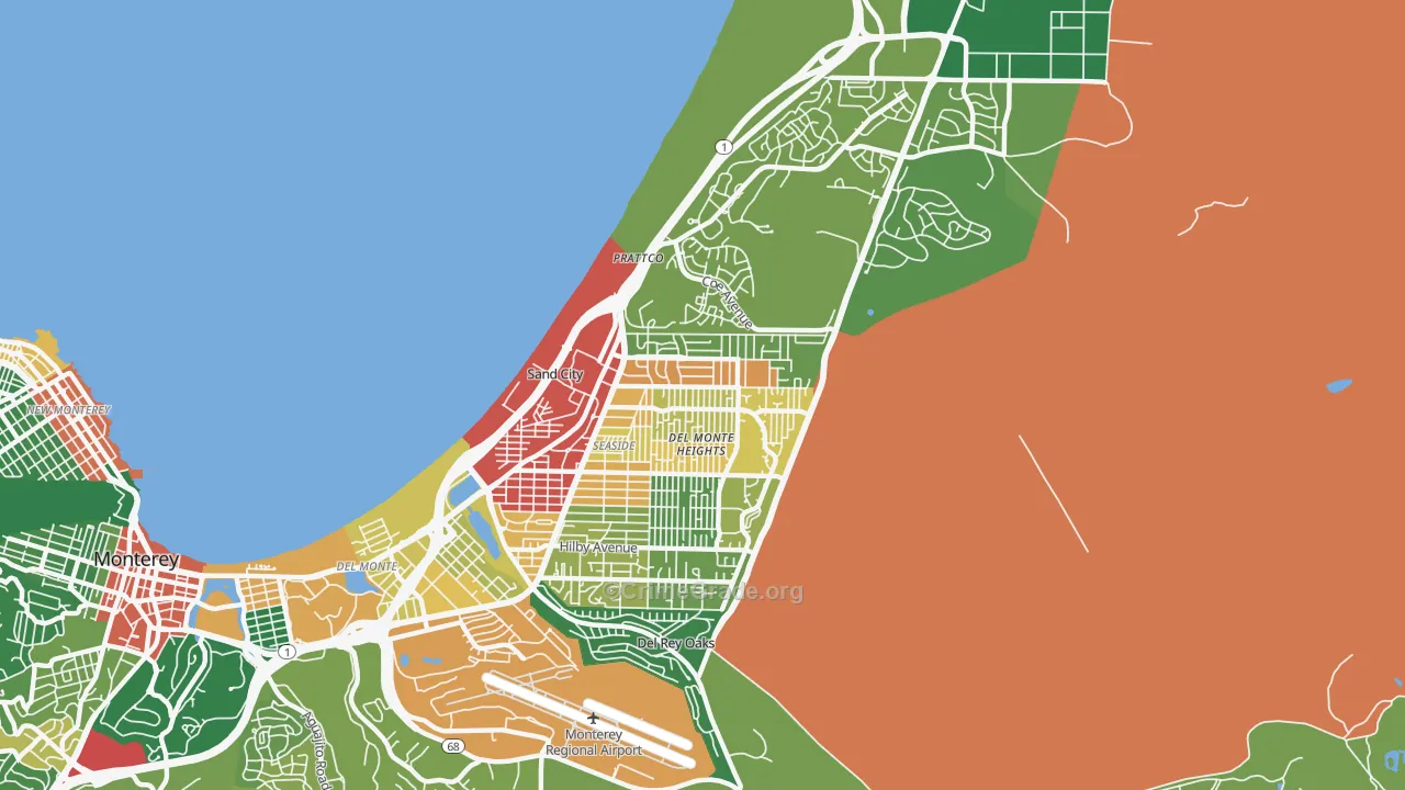 Seaside, CA Map of Drug-Related Crime Rates