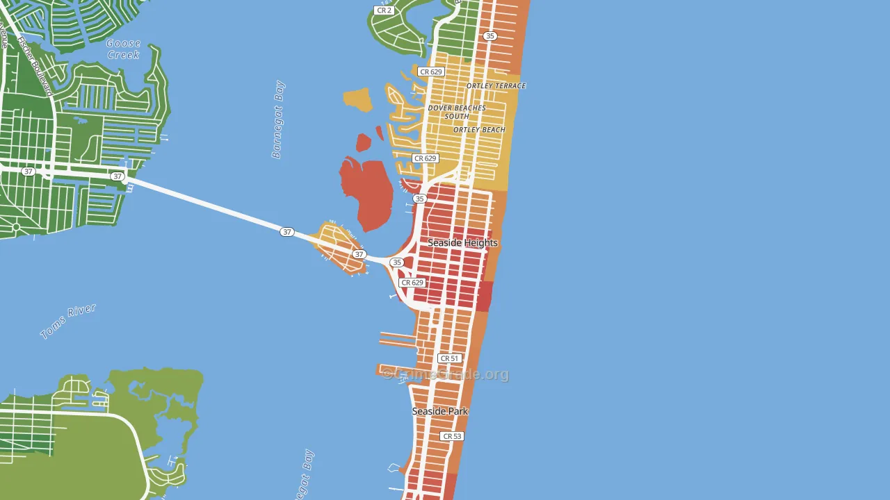 Seaside Heights, NJ Map of Drug-Related Crime Rates