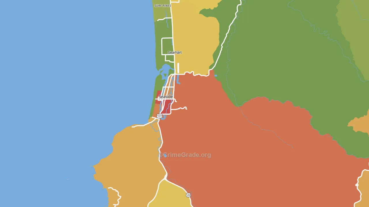 Seaside, OR Map of Drug-Related Crime Rates