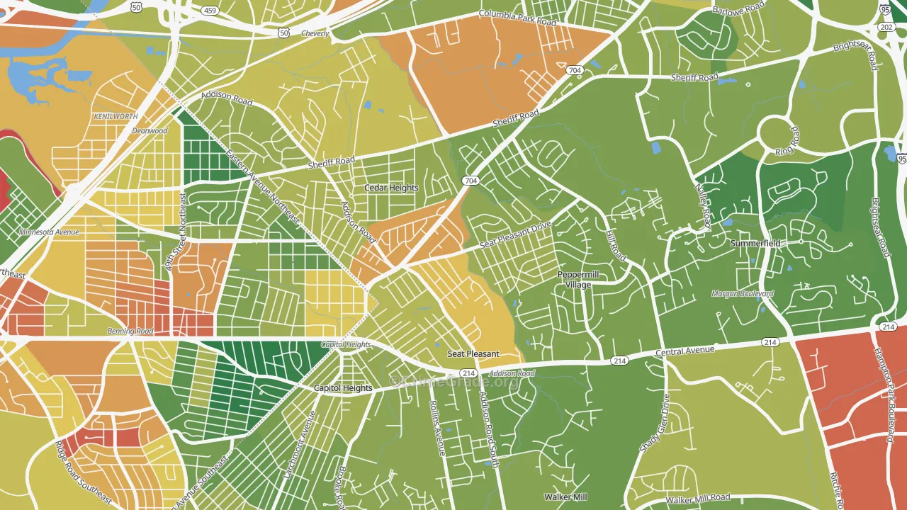 Seat Pleasant, MD Map of Drug-Related Crime Rates