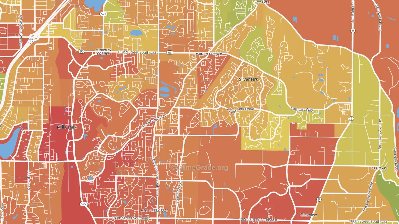 Seattle Hill-Silver Firs, Silver Firs, WA Map of Drug-Related Crime Rates
