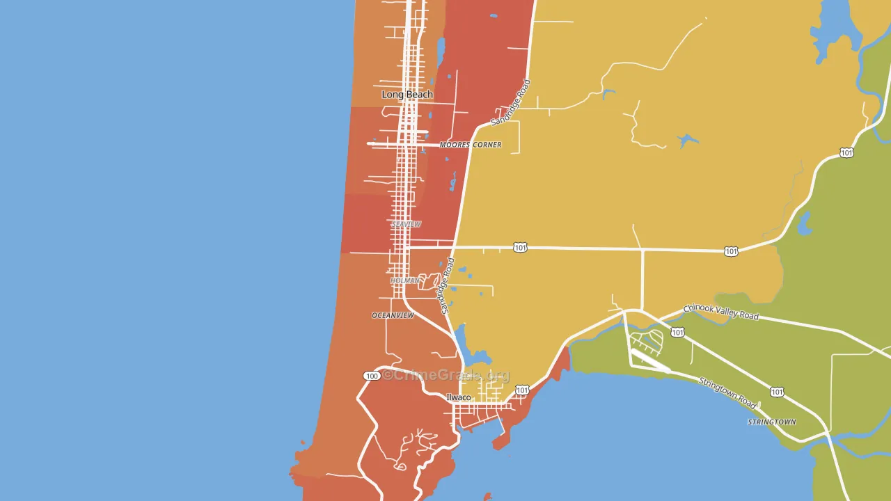Seaview, WA Map of Drug-Related Crime Rates