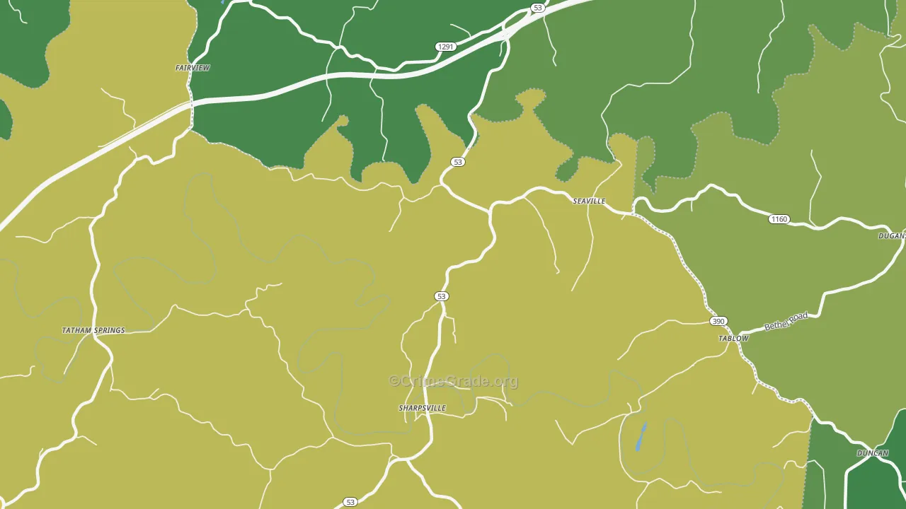 Seaville, KY Map of Drug-Related Crime Rates
