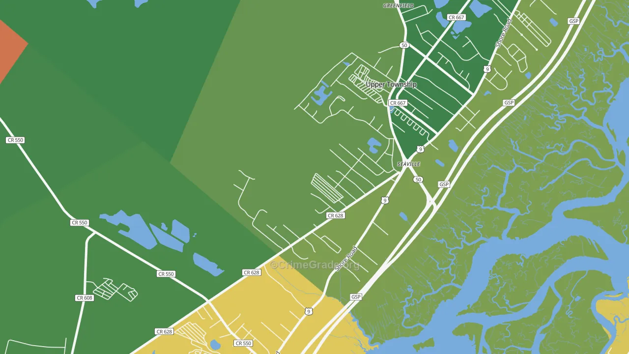 Seaville, NJ Map of Drug-Related Crime Rates