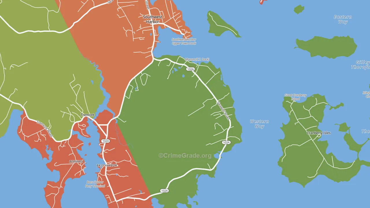 Seawall, ME Map of Drug-Related Crime Rates
