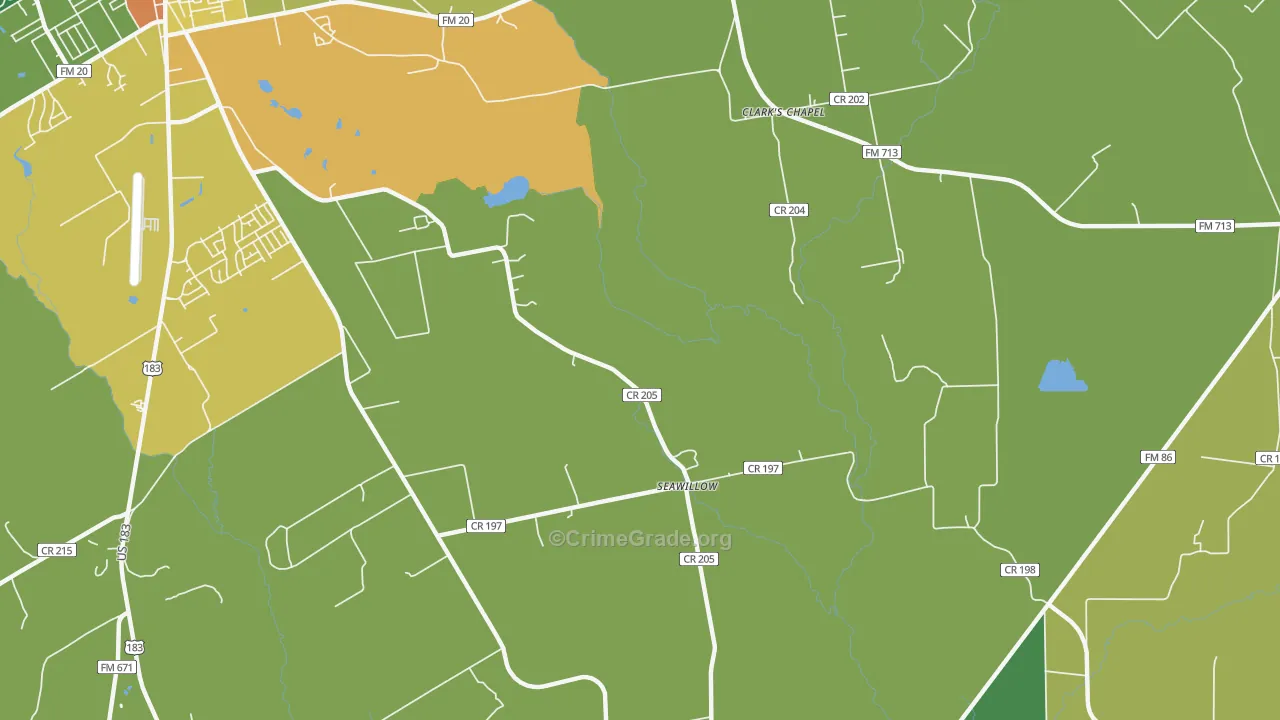 Seawillow, TX Map of Drug-Related Crime Rates