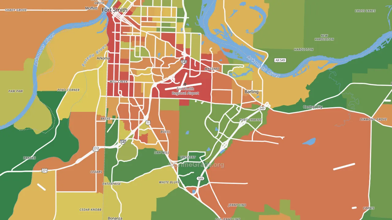 Sebastian County, AR Map of Drug-Related Crime Rates
