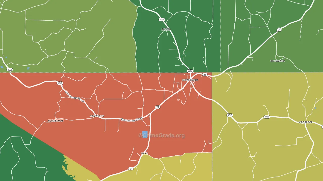 Sebastopol, MS Map of Drug-Related Crime Rates