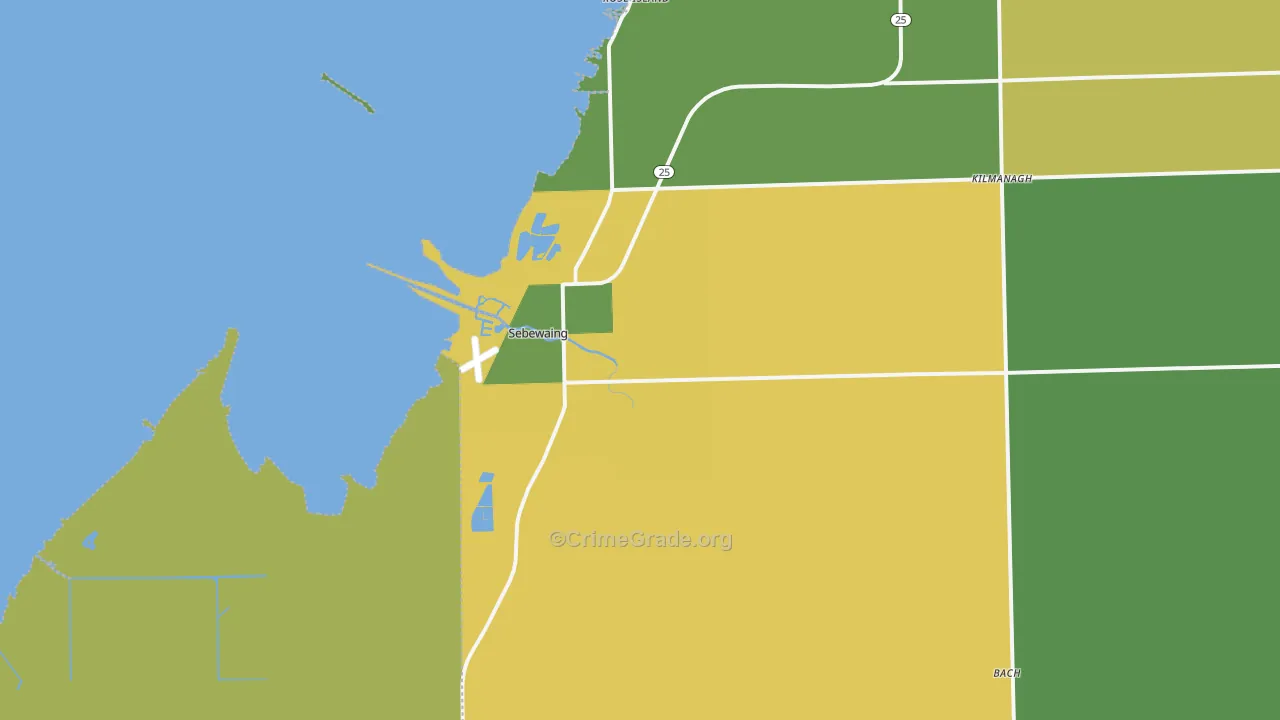 Sebewaing, MI Map of Drug-Related Crime Rates
