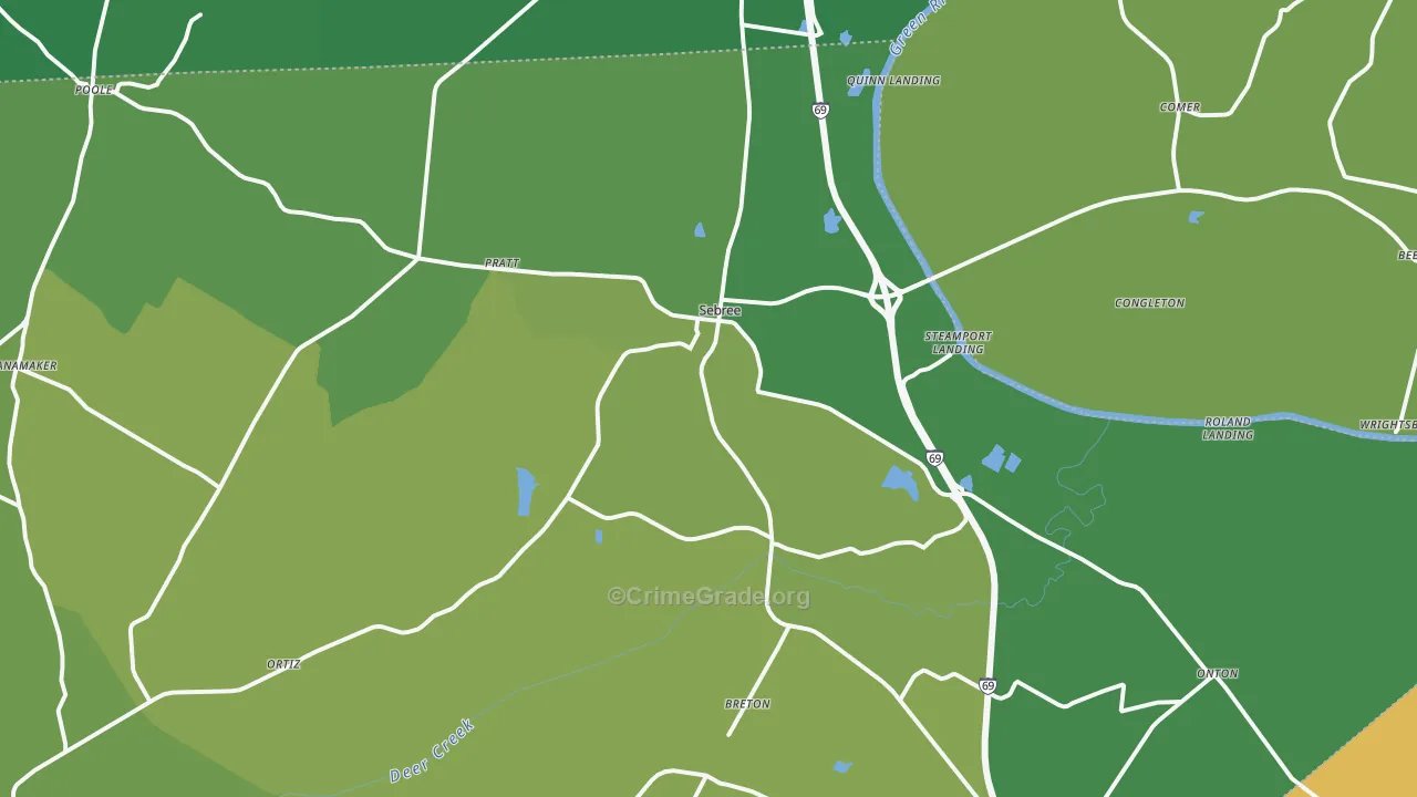 Sebree, KY Map of Drug-Related Crime Rates