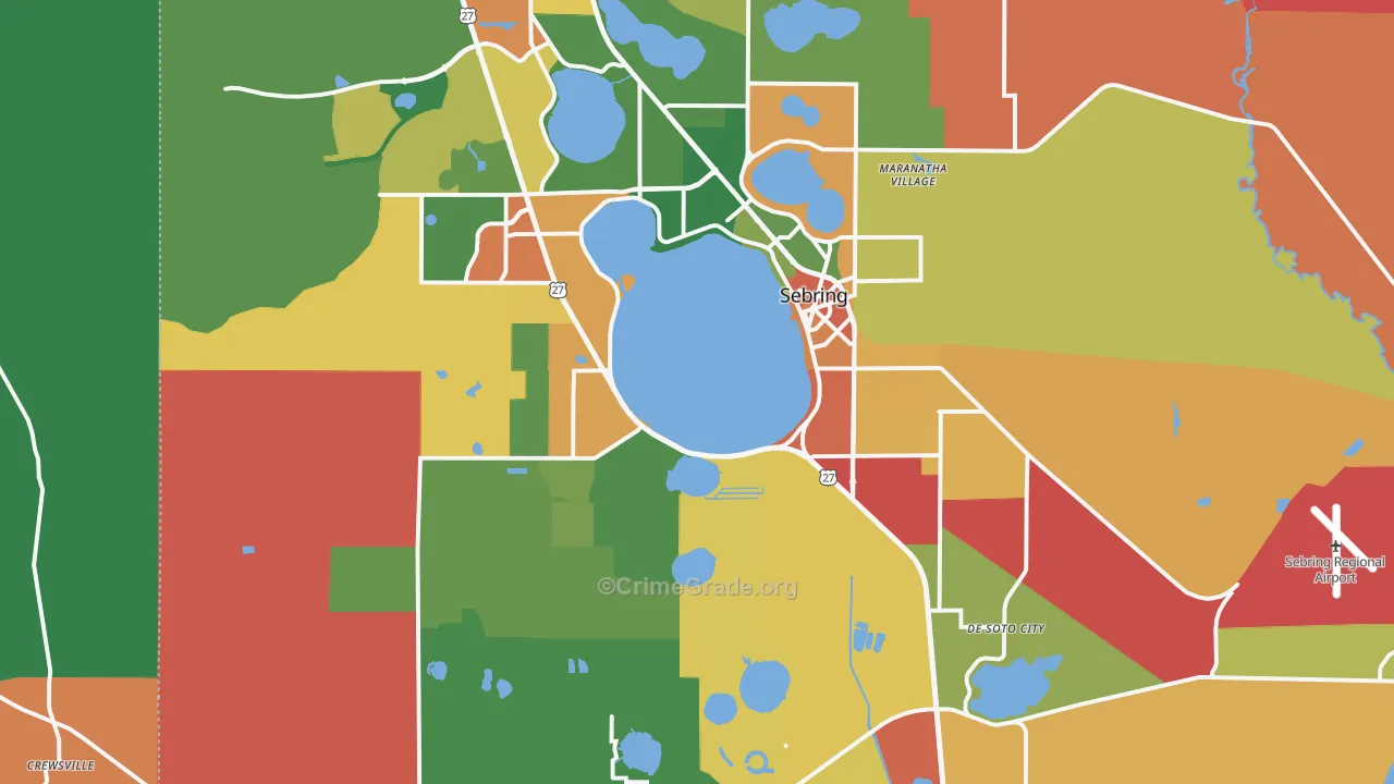 Sebring, FL Map of Drug-Related Crime Rates