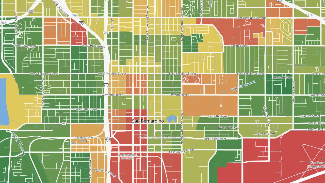 Seccombe Lane, San Bernardino, CA Map of Drug-Related Crime Rates