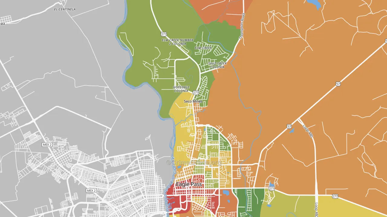 Seco Mines, TX Map of Drug-Related Crime Rates