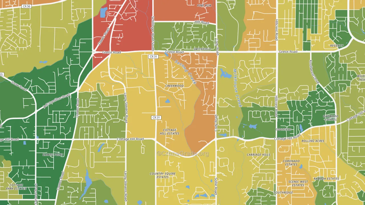 Second Creek, Mobile, AL Map of Drug-Related Crime Rates