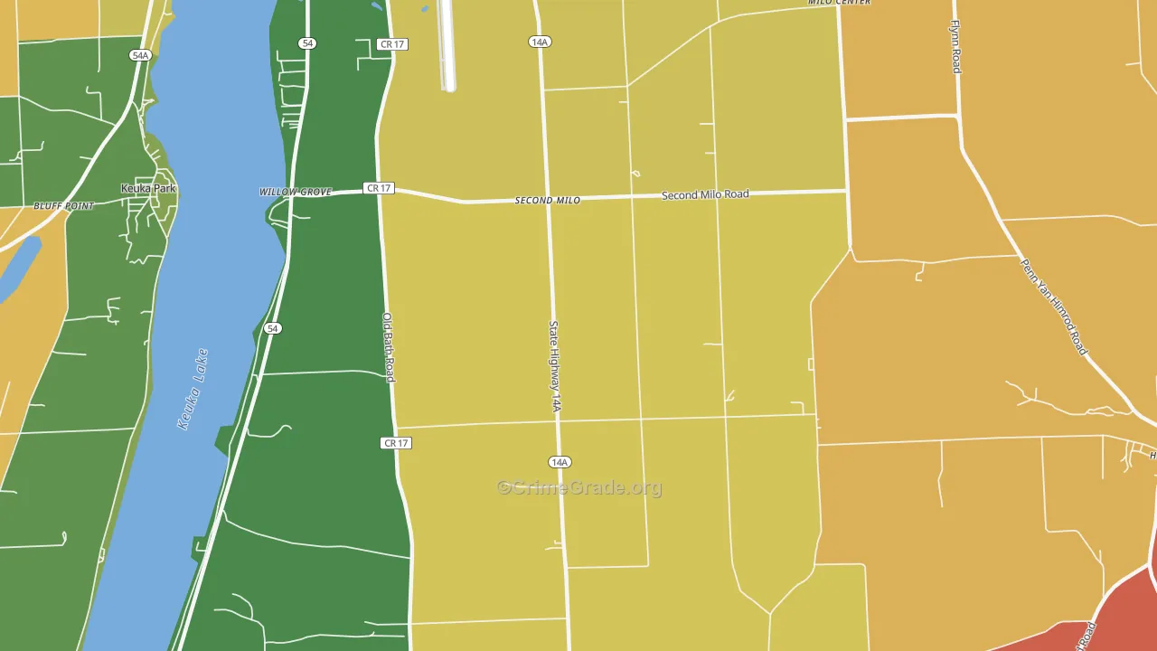 Second Milo, NY Map of Drug-Related Crime Rates