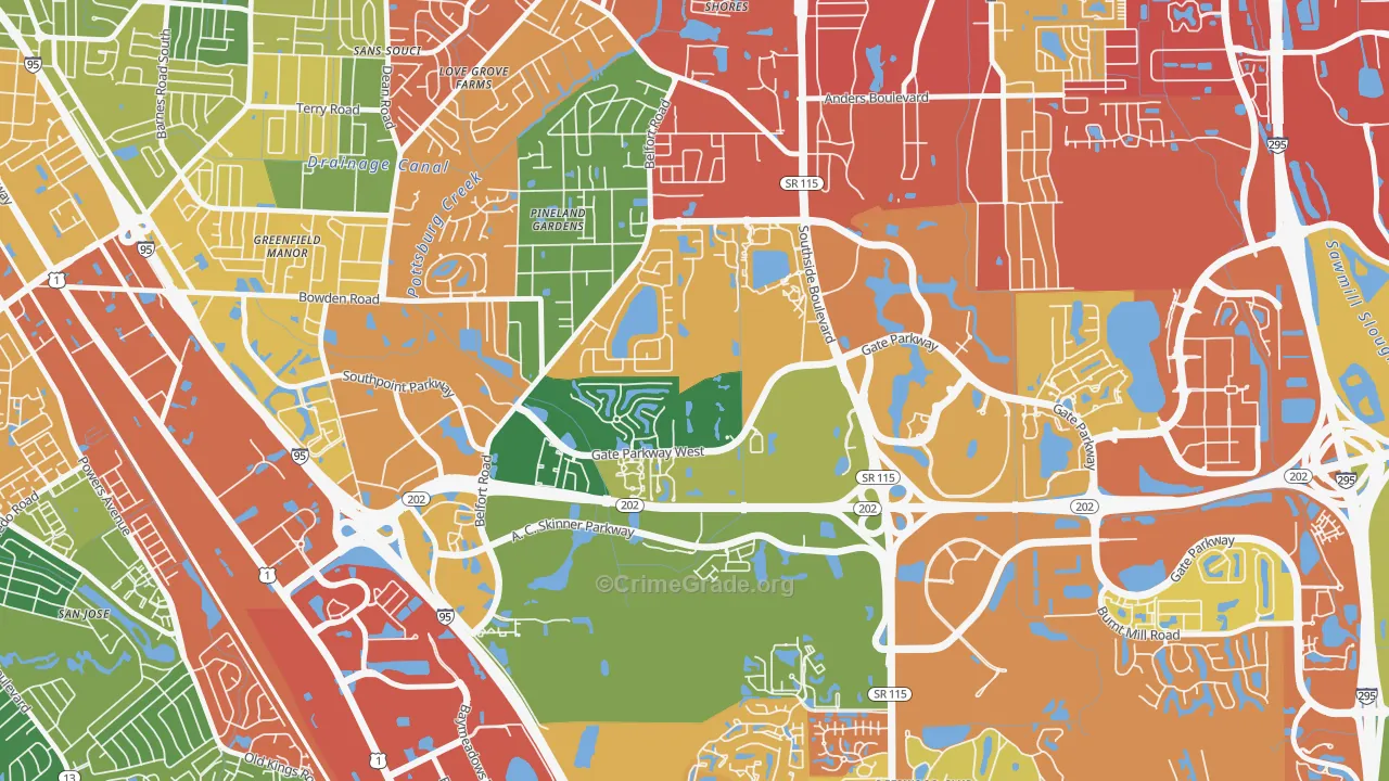 Secret Cove, Jacksonville, FL Map of Drug-Related Crime Rates