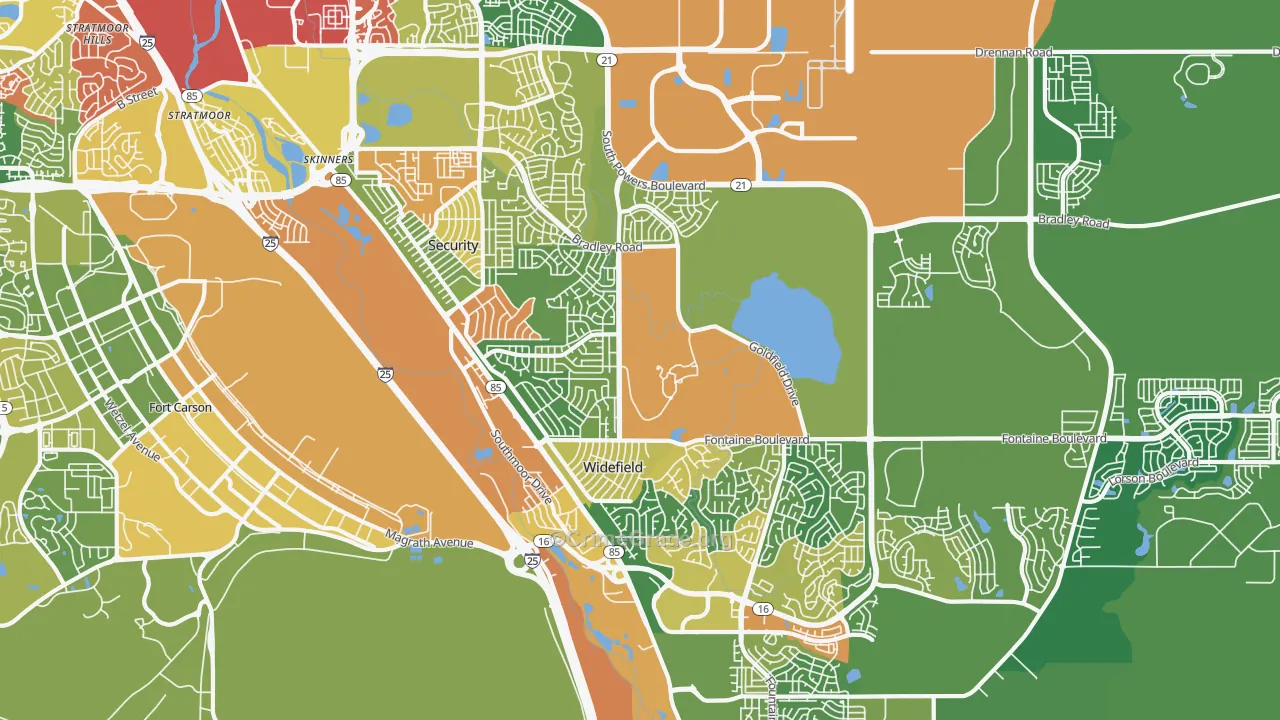 Security-Widefield, CO Map of Drug-Related Crime Rates