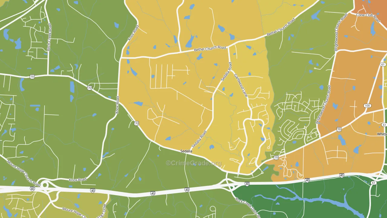 Sedalia, NC Map of Drug-Related Crime Rates