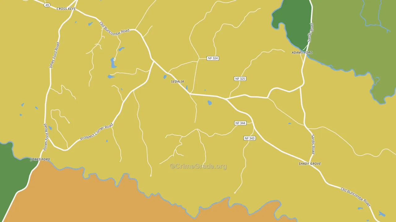 Sedalia, SC Map of Drug-Related Crime Rates