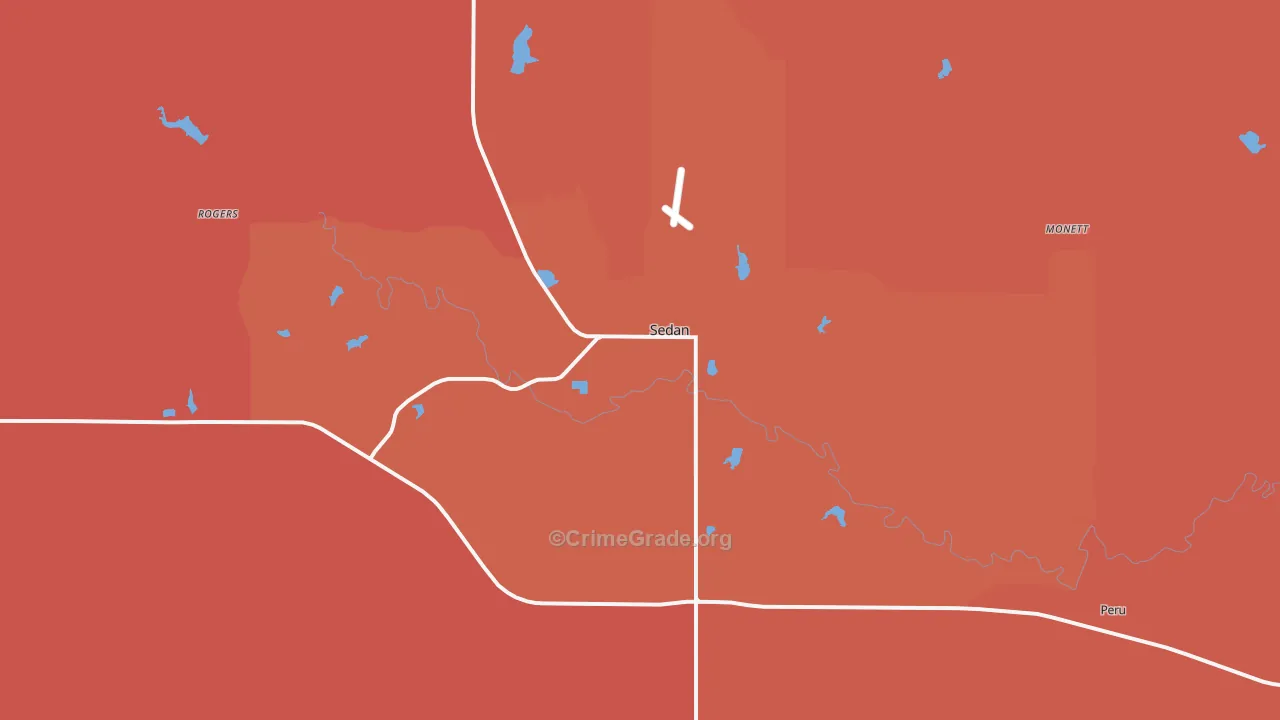Sedan, KS Map of Drug-Related Crime Rates