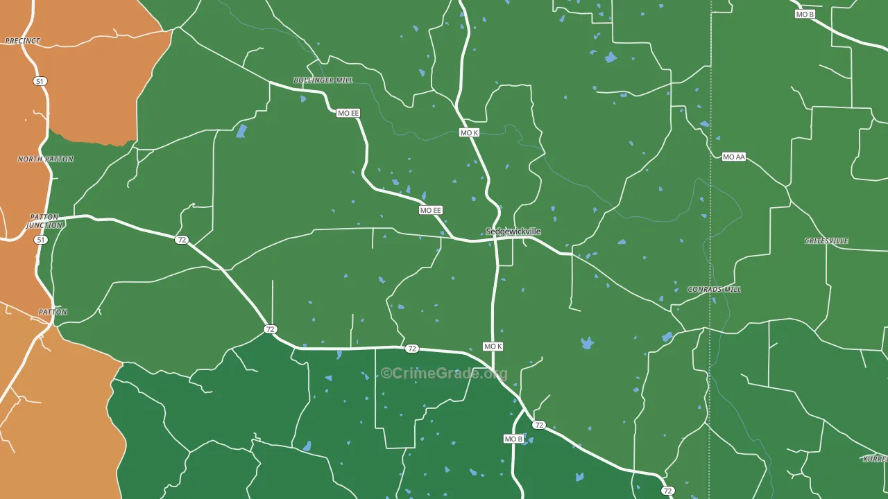 Sedgewickville, MO Map of Drug-Related Crime Rates
