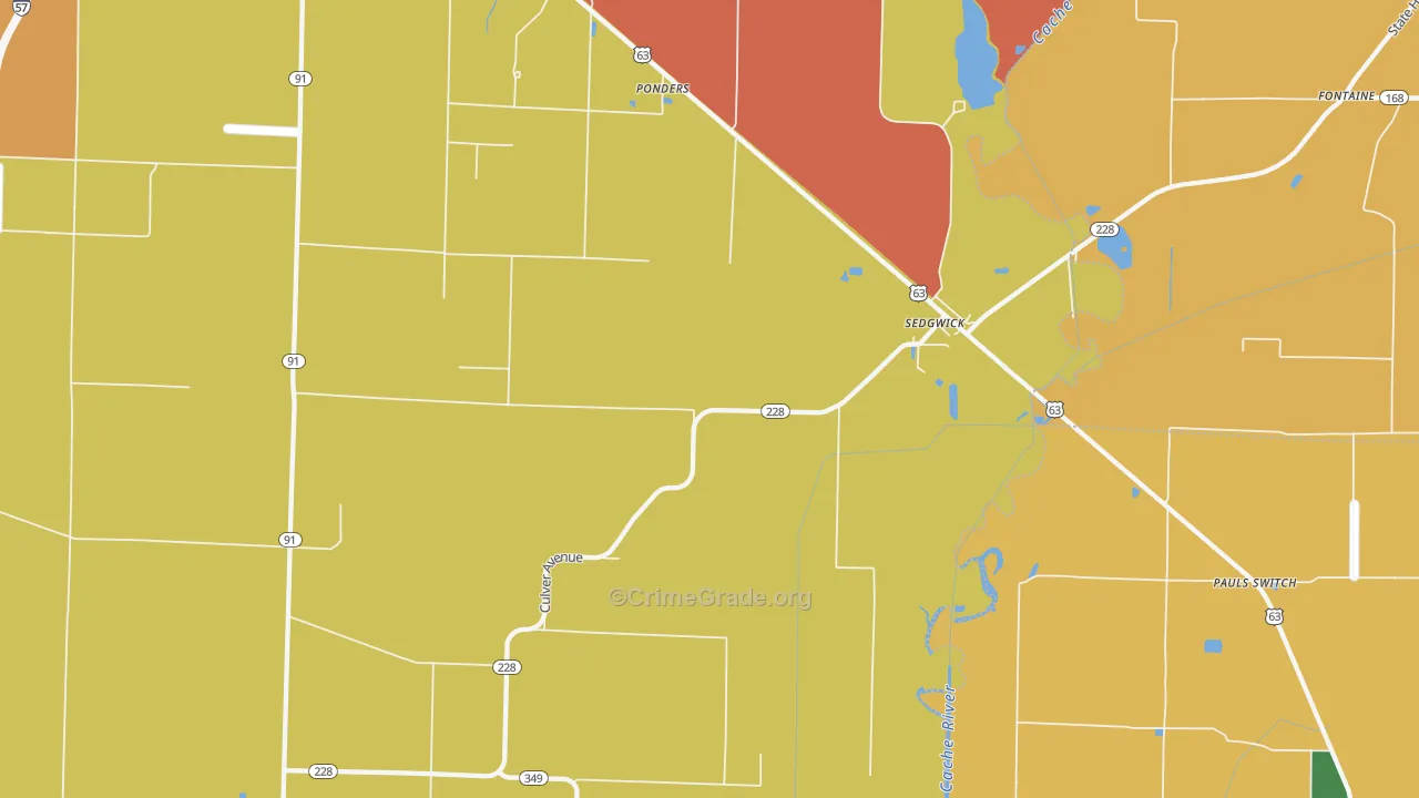 Sedgwick, AR Map of Drug-Related Crime Rates