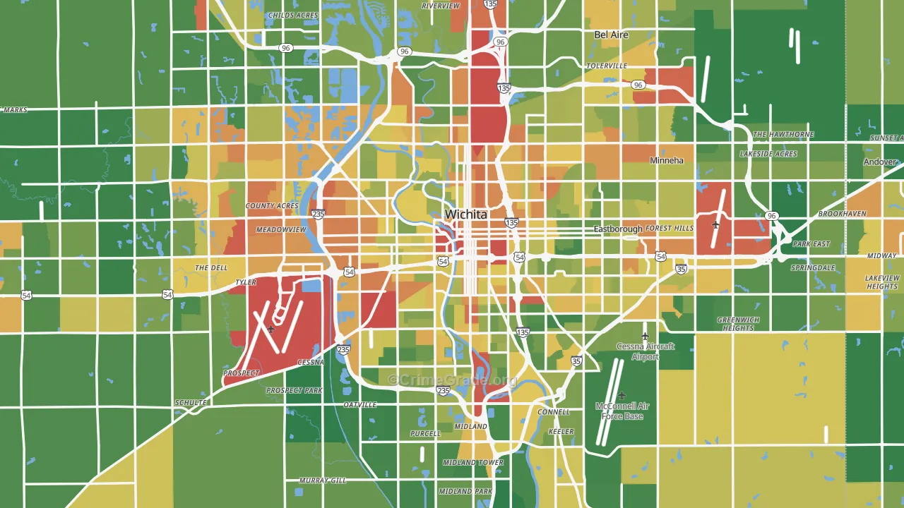 Sedgwick County, KS Map of Drug-Related Crime Rates
