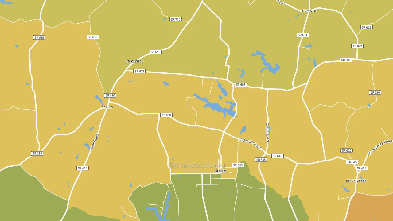 Sedley, VA Map of Drug-Related Crime Rates