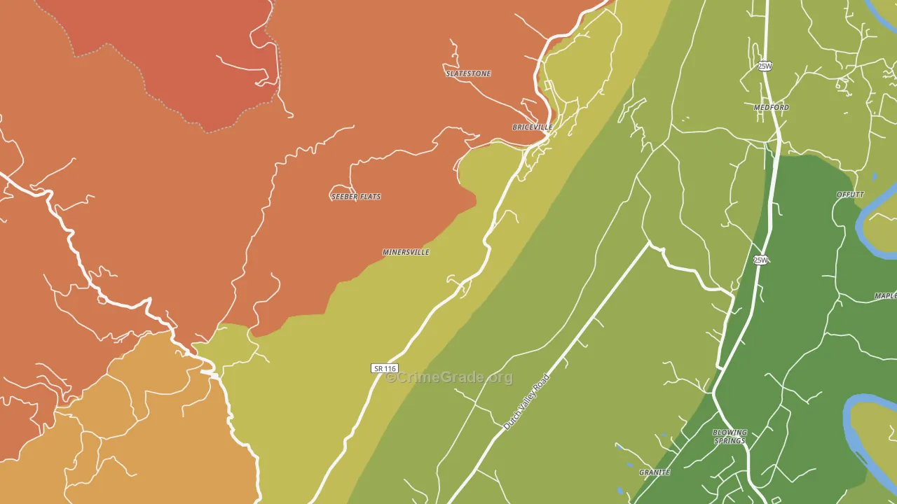 Seeber Flats, TN Map of Drug-Related Crime Rates