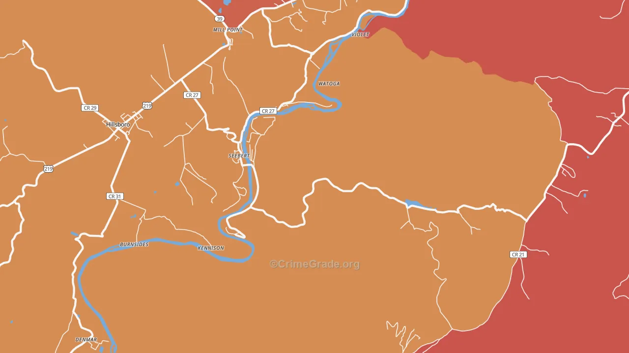 Seebert, WV Map of Drug-Related Crime Rates