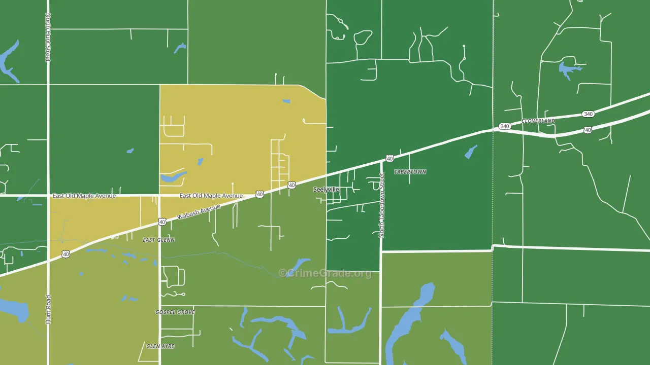 Seelyville, IN Map of Drug-Related Crime Rates