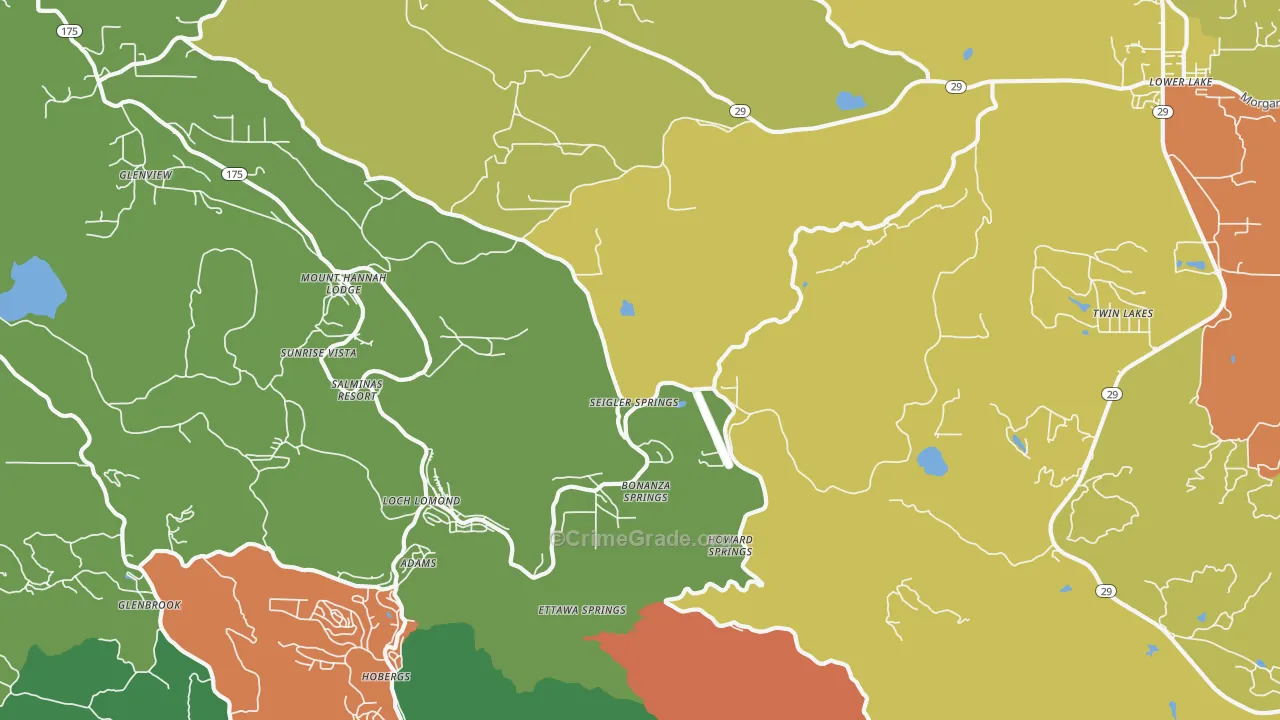 Seigler Springs, CA Map of Drug-Related Crime Rates