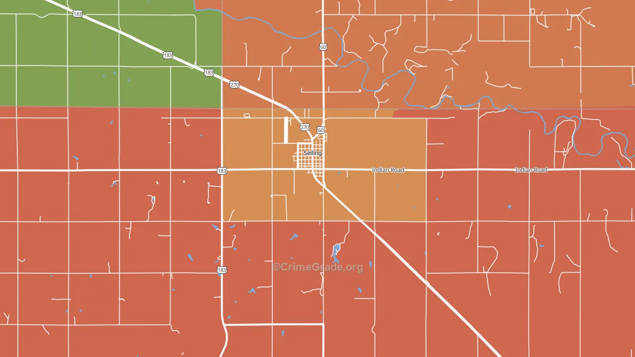 Seiling, OK Map of Drug-Related Crime Rates