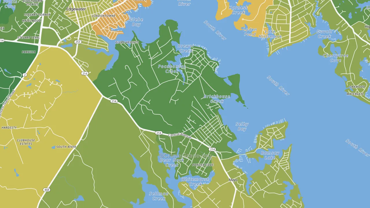 Selby-on-the-Bay, Mayo, MD Map of Drug-Related Crime Rates
