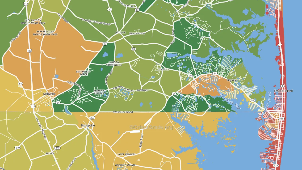 Selbyville, DE Map of Drug-Related Crime Rates