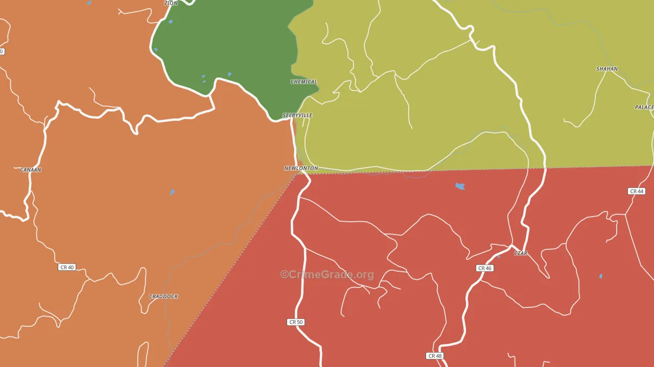 Selbyville, WV Map of Drug-Related Crime Rates