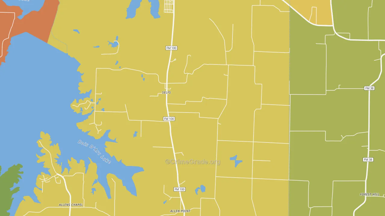 Selfs, TX Map of Drug-Related Crime Rates