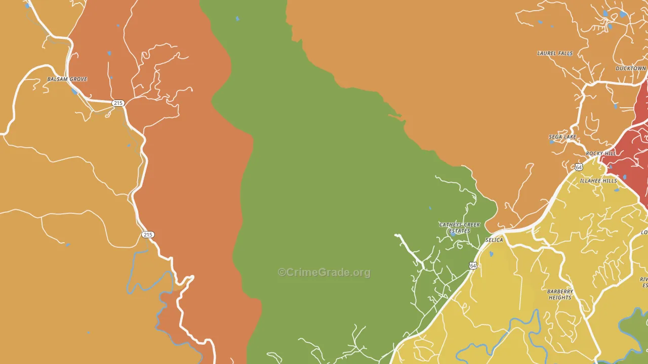 Selica, NC Map of Drug-Related Crime Rates