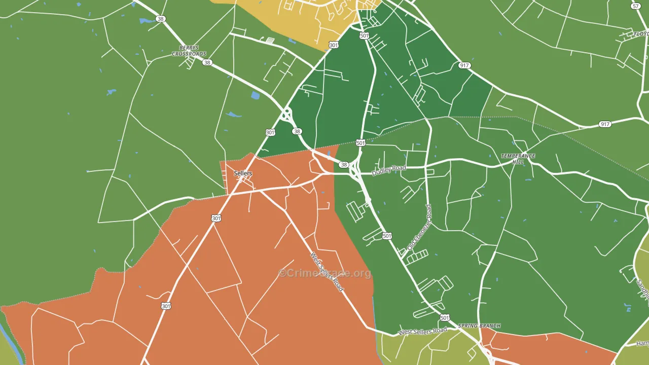 Sellers, SC Map of Drug-Related Crime Rates