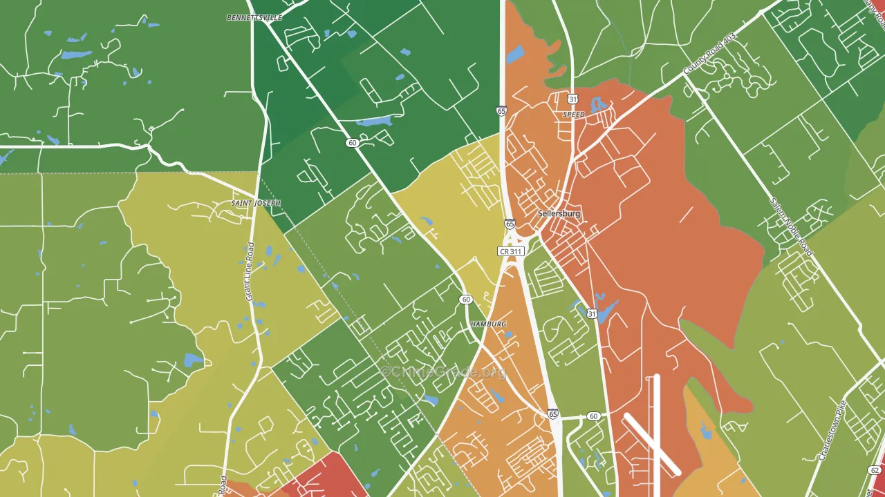 Sellersburg, IN Map of Drug-Related Crime Rates