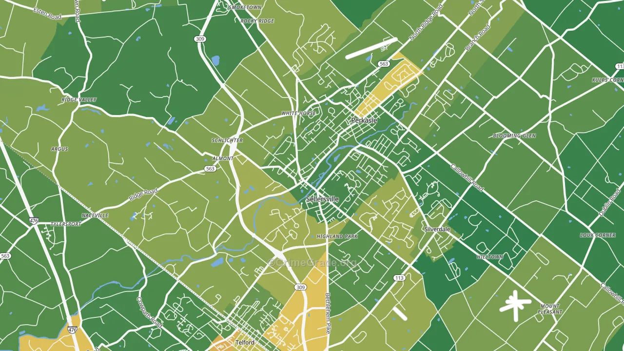 Sellersville, PA Map of Drug-Related Crime Rates