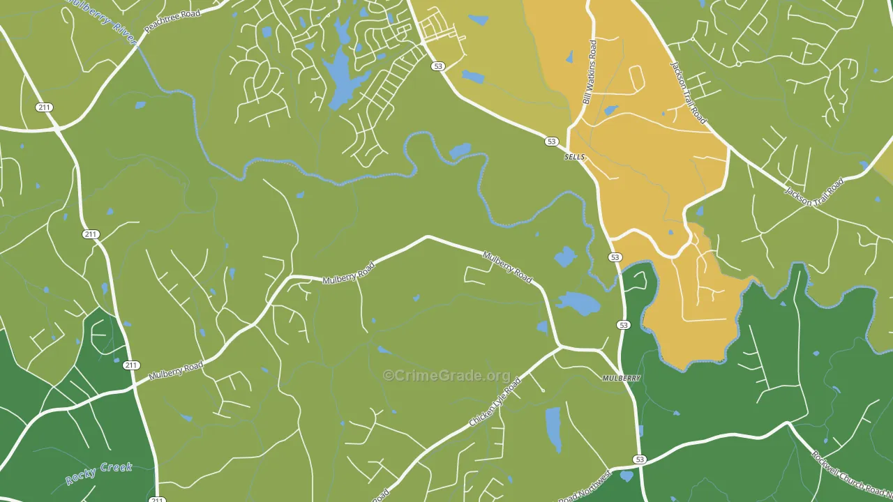 Sells, GA Map of Drug-Related Crime Rates