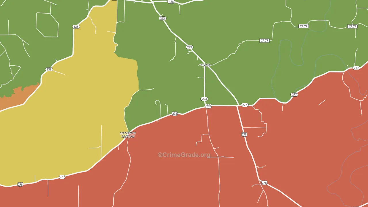 Selma, AR Map of Drug-Related Crime Rates